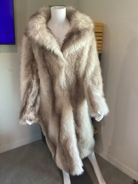 Noble Relish Faux Fur Coat S Multicolor Long Plush Jacket NWT Luxury